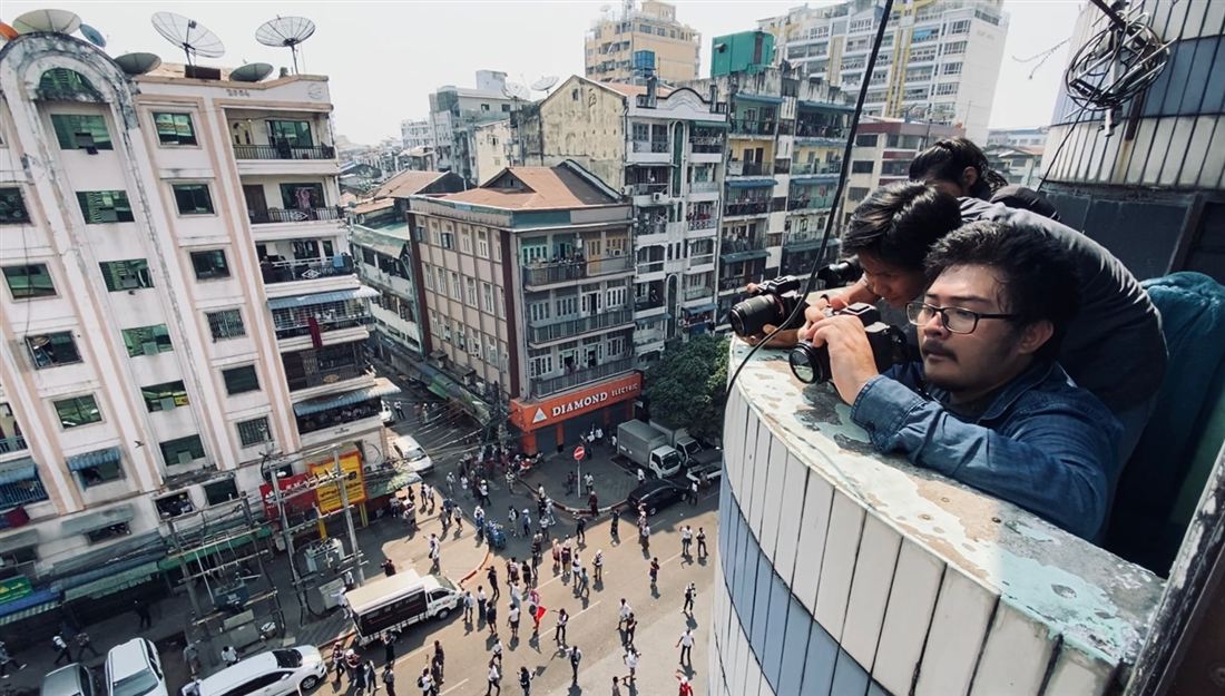 Filming from a rooftop in Yangon, 2021